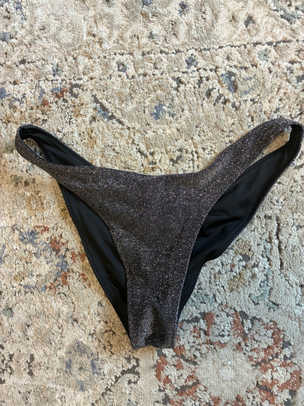 Victoria's Secret Glittery Black High-Cut Bikini Bottom